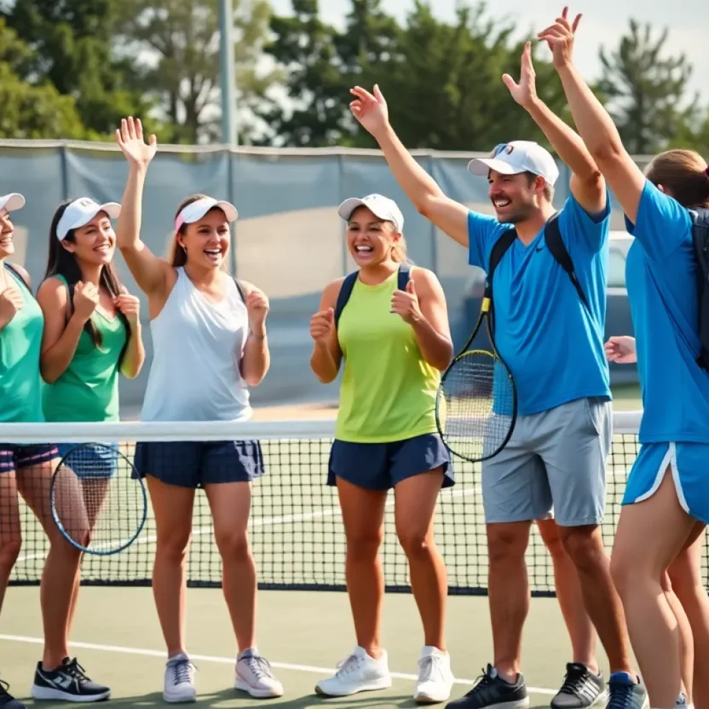 St. Aloysius High School tennis team celebrating their district championship victory.