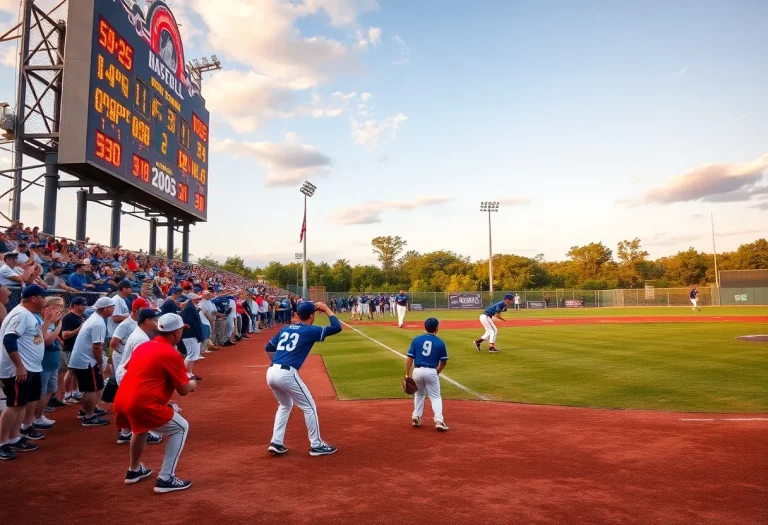 Baseball players competing on a field during a high school game.