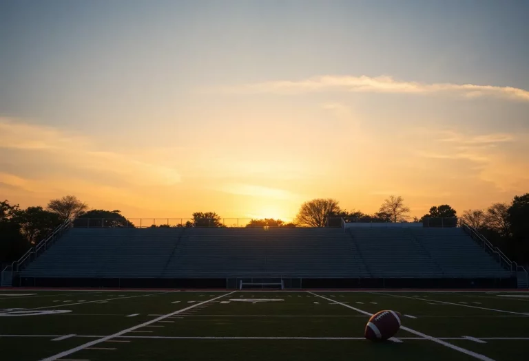 Sunset on a high school football field symbolizing legacy