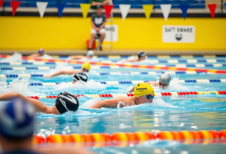 Swimmers competing at the IHSA State Swimming Finals