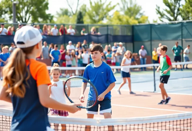 Young athletes competing at the Tennis Success High School Invitational Tournament