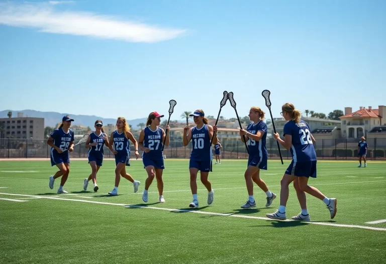 High school lacrosse players practicing in San Diego