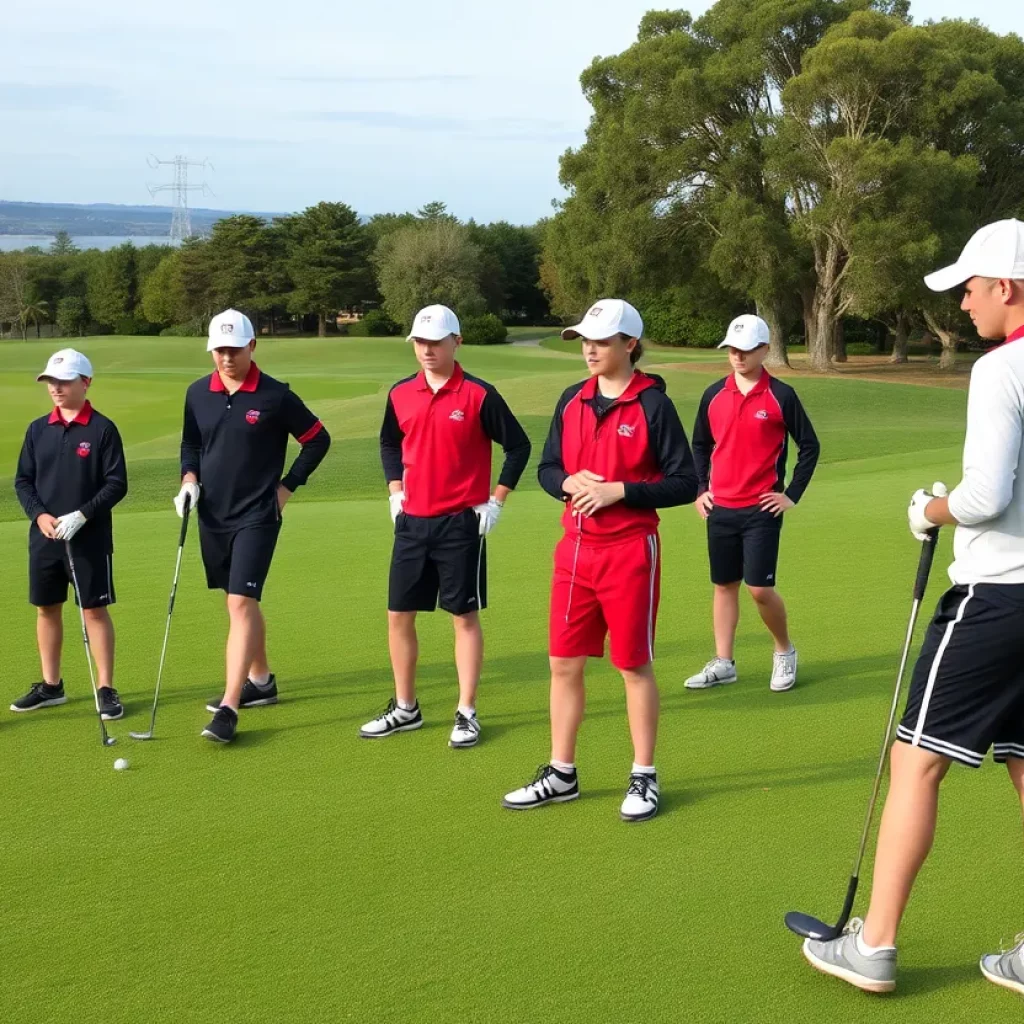 Trenton Central High School golf team practicing on the course