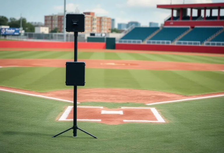 Empty umpire's position on a baseball field during season start.