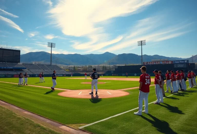 Youth baseball players practicing on a sunny field in Utah.