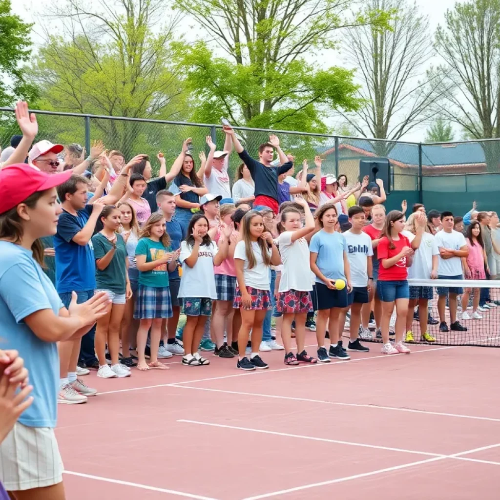 Vicksburg High School Tennis team celebrating during Senior Night.