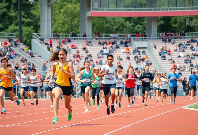 Athletes competing in Walla Walla track and field event