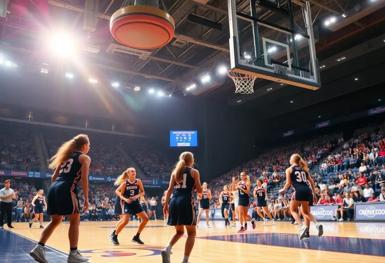 Girls basketball teams competing in the WIAA tournament at Resch Center