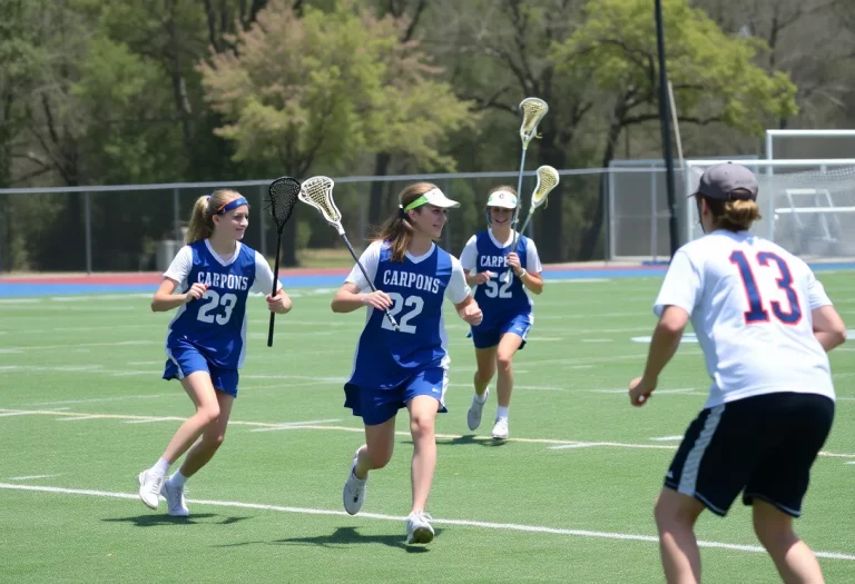 High school lacrosse players practicing in Wilmington, NC