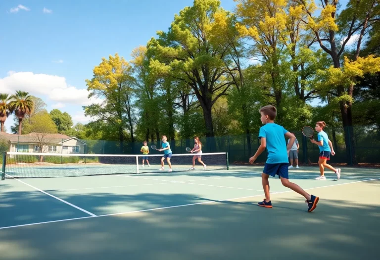 Boys practicing tennis on a court at York High School